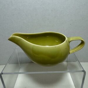 Vtg MCM Greenbrier Payton city pottery  gravy boat creamer chartreuse green